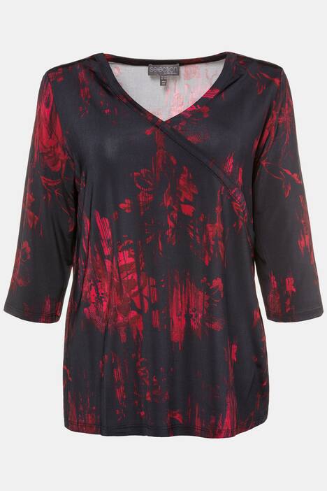 Slinkyshirt, Blüten-Design, Wickeloptik, selection