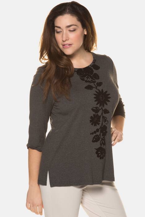 Shirt, Blüten-Flockdruck, 3/4-Arm, selection