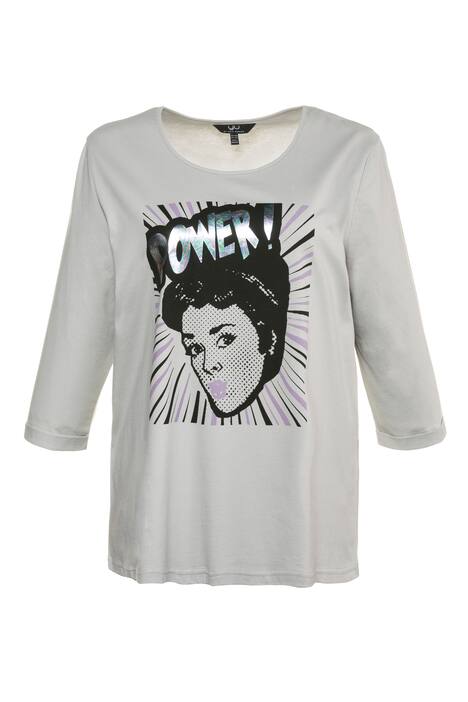 Shirt, Comic-Motiv, Oversized, Regenbogen-Schrift