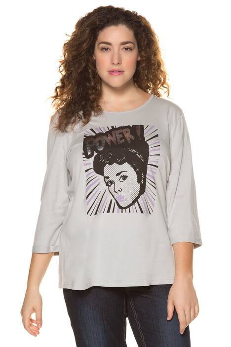 Shirt, Comic-Motiv, Oversized, Regenbogen-Schrift