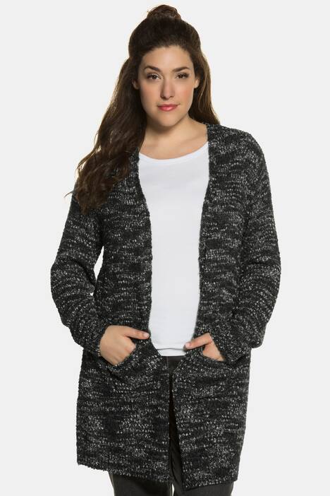 Cardigan, Fancystrick, offene Form, Langarm