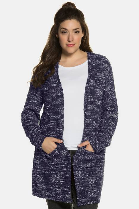 Marled Open Front Long Sleeve Cardigan Sweater