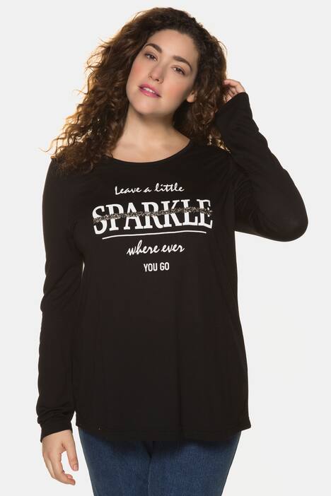 Shirt, Glitzer-Stickerei, Classic, Rundhalsausschnitt