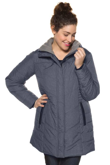Zig Zag Tonal Print Hidden Zipper Quilted Jacket