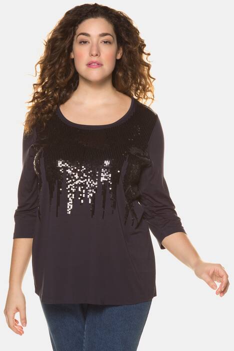Shirt, Paillettenmuster, Classic, Nackenschlitz