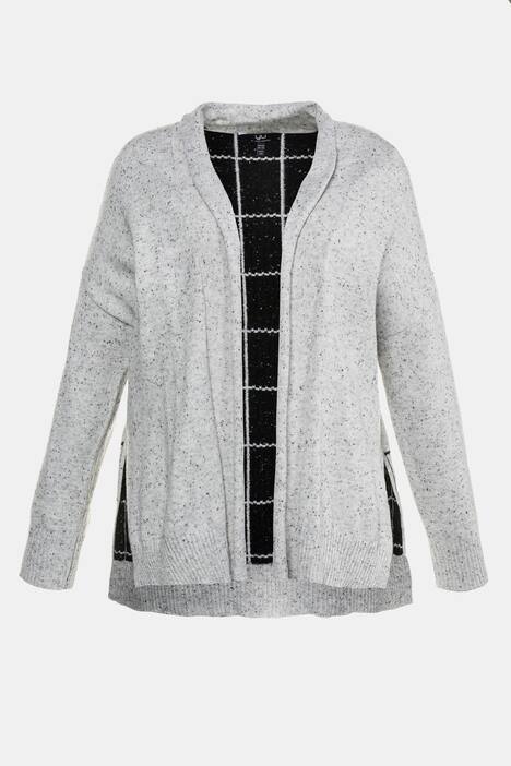 Cardigan, karierter Rücken, offene Form, Schalkragen