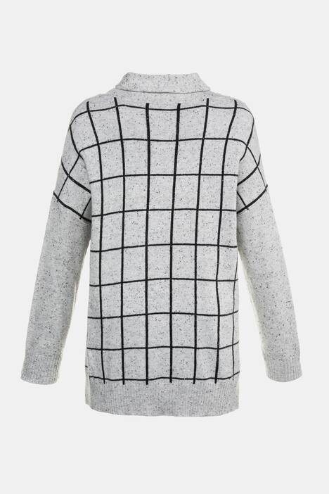 Cardigan, karierter Rücken, offene Form, Schalkragen