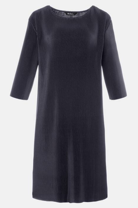Plissee-Kleid, U-Boot-Ausschnitt, 3/4-Arm