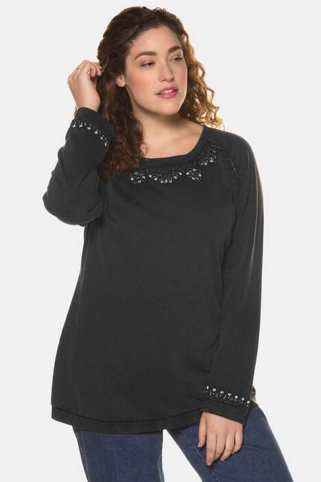 Sweatshirt, Perlen-Stickerei, reine Baumwolle