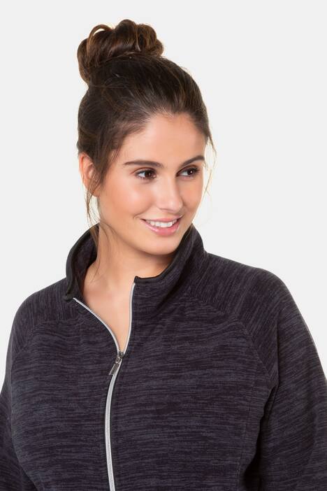 Raglan Sleeve Zipper Front Pocket Fleece Jacket