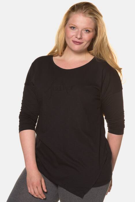 Shirt, asymmetrischer Saum, Stickerei, Bio-Baumwolle