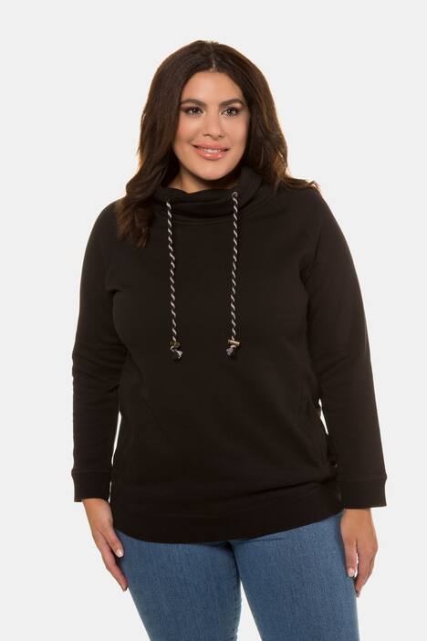 Sweatshirt, weiter Stehkragen, Kordel, Raglanärmel