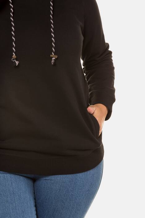 Sweatshirt, weiter Stehkragen, Kordel, Raglanärmel
