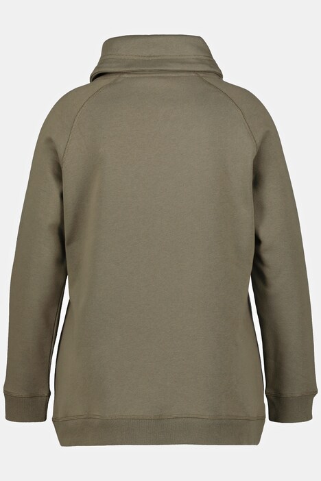 Camiseta sport, cuello alzado ancho, bolsillos, mangas largas raglán