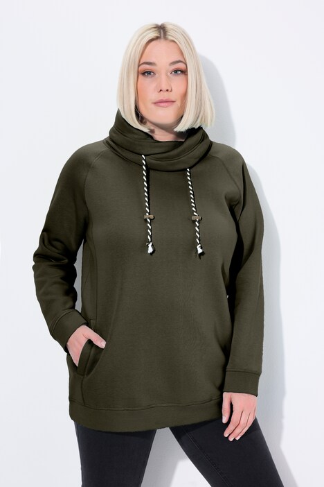 Sweat-shirt à large col montant, poches et manches longues raglan