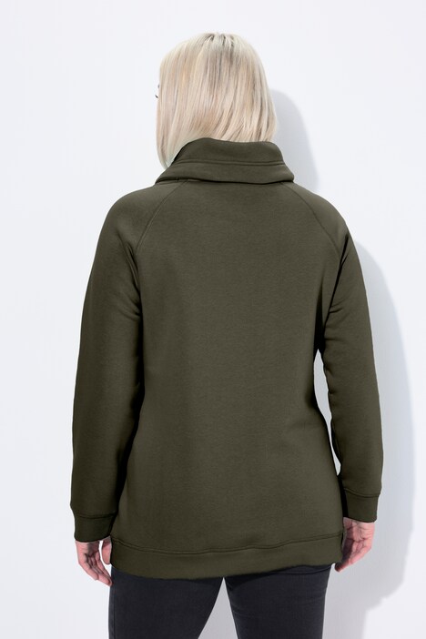 Sweat-shirt à large col montant, poches et manches longues raglan