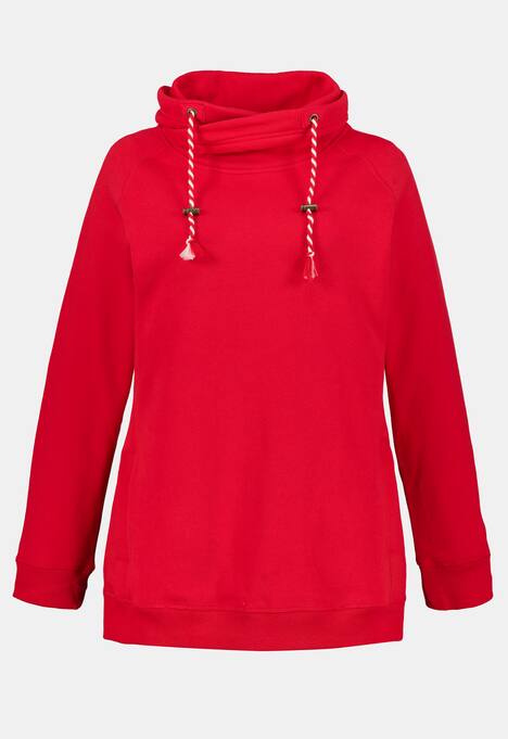 Sweatshirt, weiter Stehkragen, Kordel, Raglanärmel