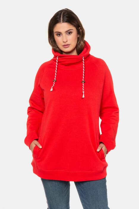 Sweatshirt, weiter Stehkragen, Kordel, Raglanärmel