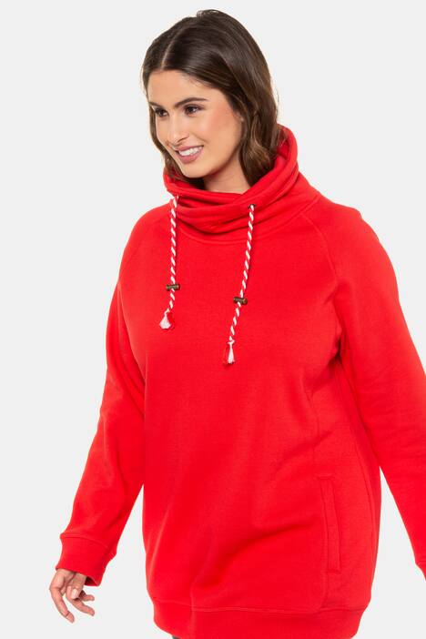 Sweatshirt, weiter Stehkragen, Kordel, Raglanärmel