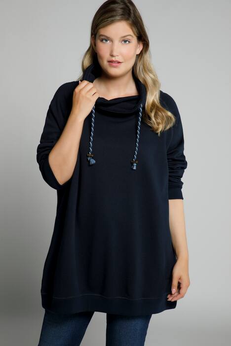 Sweatshirt, weiter Stehkragen, Kordel, Raglanärmel