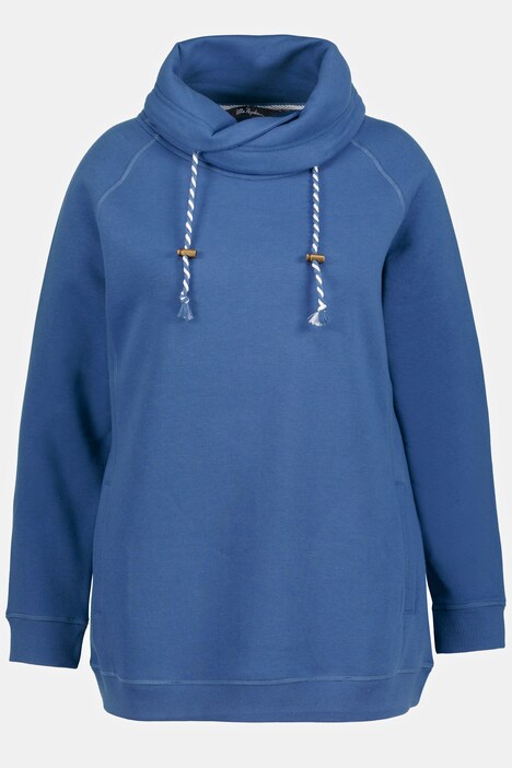 Camiseta sport, cuello alzado ancho, bolsillos, mangas largas raglán