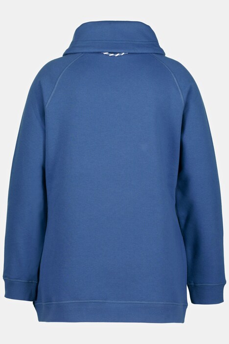 Camiseta sport, cuello alzado ancho, bolsillos, mangas largas raglán