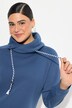 Sweat-shirt à large col montant, poches et manches longues raglan
