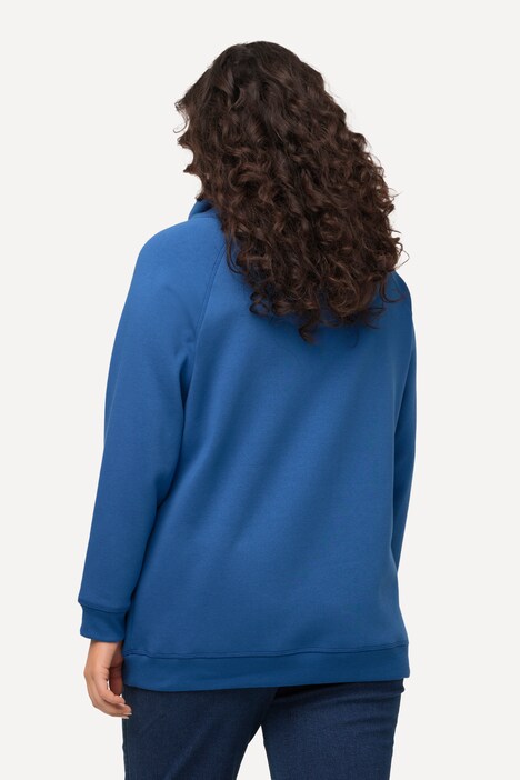 Camiseta sport, cuello alzado ancho, bolsillos, mangas largas raglán