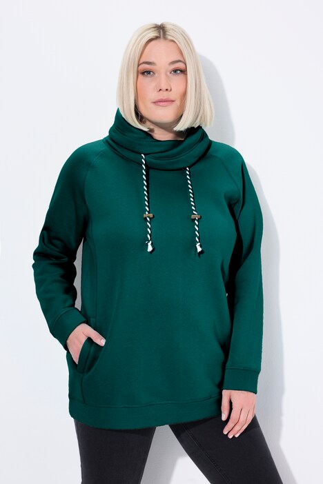Sweat-shirt à large col montant, poches et manches longues raglan