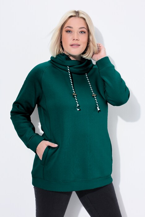Sweat-shirt à large col montant, poches et manches longues raglan