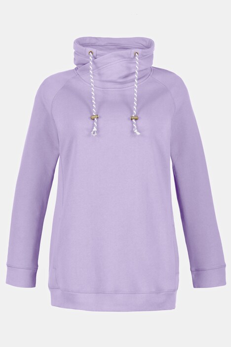 Felpa con ampio colletto alto, tasche e maniche lunghe raglan