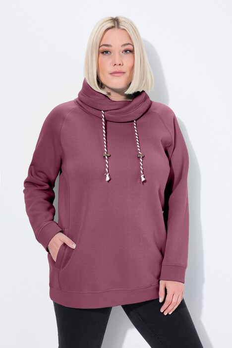 Sweat-shirt à large col montant, poches et manches longues raglan