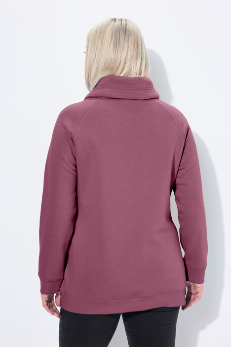 Sweat-shirt à large col montant, poches et manches longues raglan