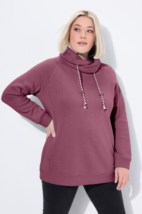 Sweat-shirt à large col montant, poches et manches longues raglan