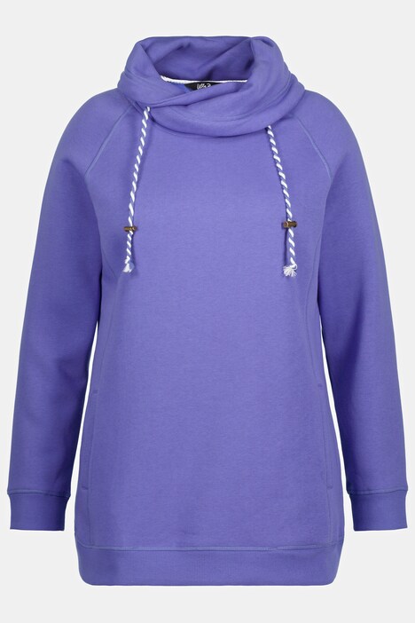 Camiseta sport, cuello alzado ancho, bolsillos, mangas largas raglán