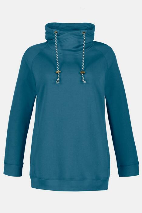 Sweatshirt, weiter Stehkragen, Kordel, Raglanärmel