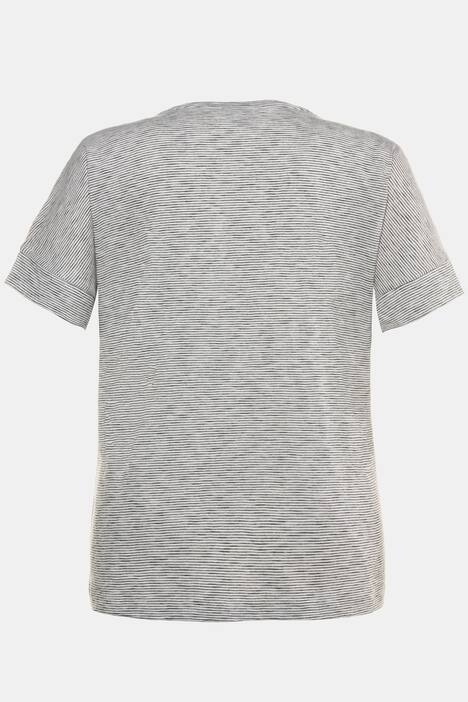 T-Shirt, feine Streifen, Schmetterlinge, doppelter Ärmelsaum