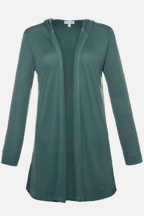 Shirtjacke, Kapuze, offene Form, Seitenschlitze