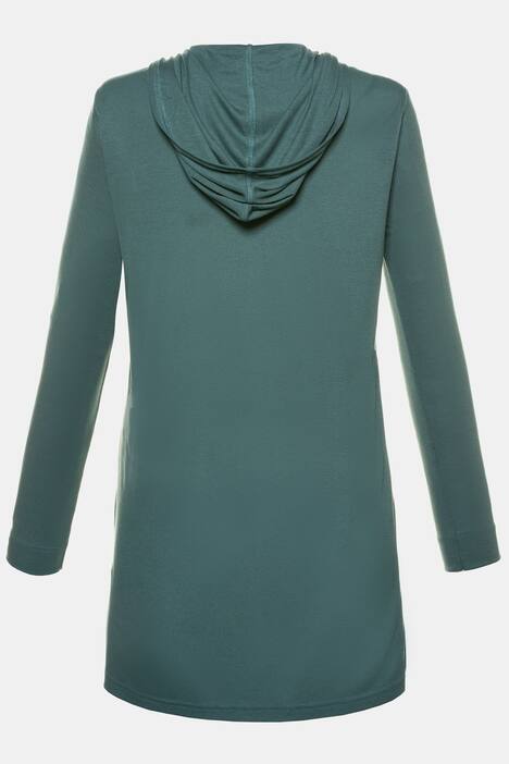 Shirtjacke, Kapuze, offene Form, Seitenschlitze