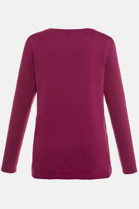 Pullover, vorne Rippenstrick, Seiteneinsätze