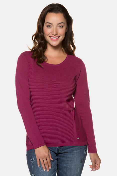 Pullover, vorne Rippenstrick, Seiteneinsätze