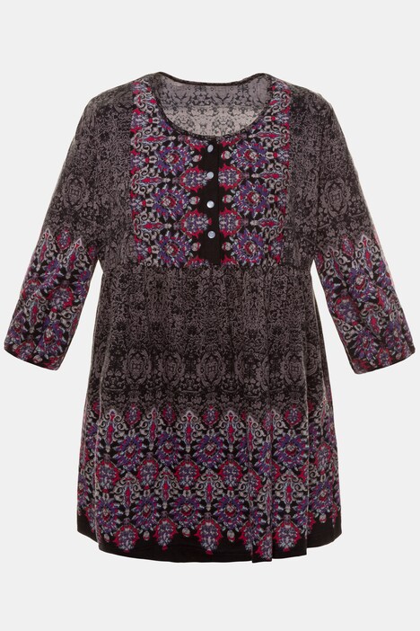 Longshirt, Mustermix, 3/4-Ärmel, A-Line