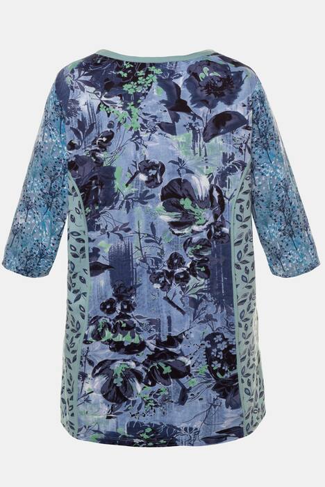 Longshirt, Druckmotiv, V-Ausschnitt, 3/4-Ärmel
