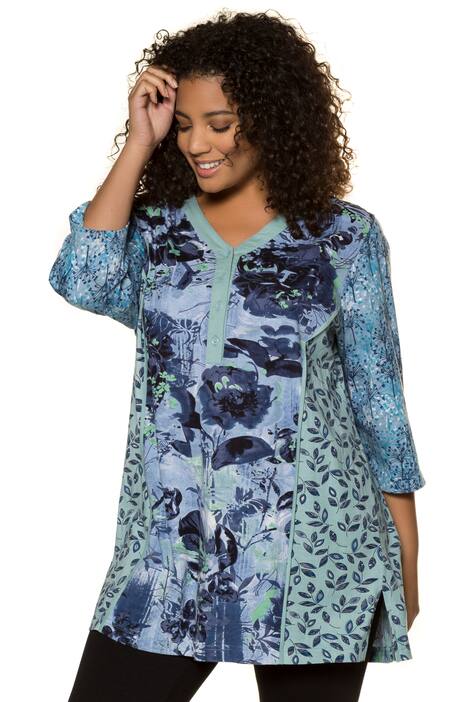 Princess Seam 3 Print V-Neck Cotton Knit Tunic