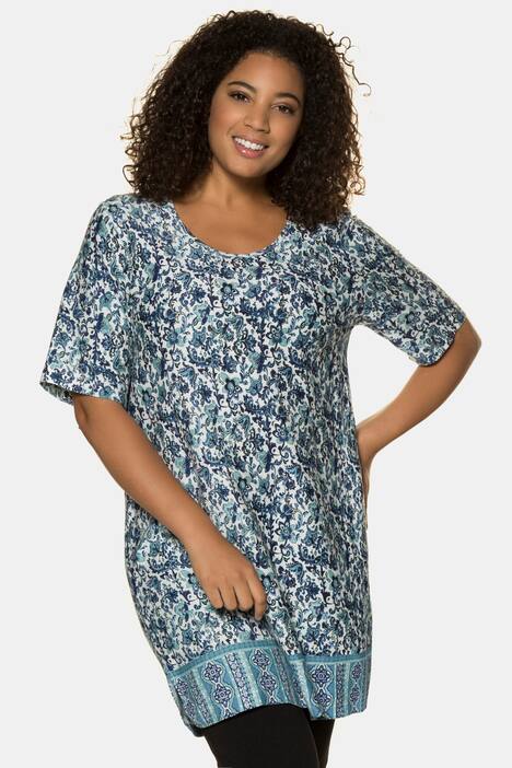 Longshirt, gemustert, Halbarm