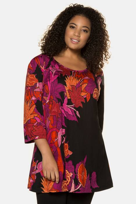 Longshirt, Patchlook, 3/4-Ärmel, A-Line