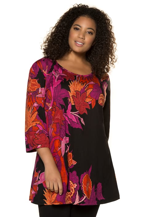 Placment Print Round Neck Cotton Swing Knit Tunic