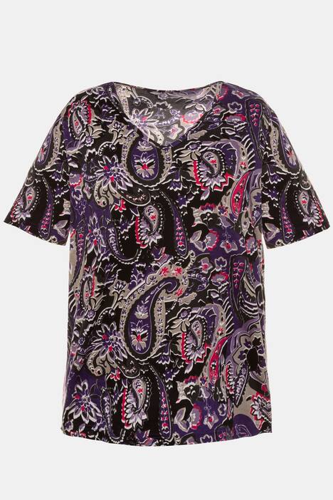 V-Shirt, gemustert, Halbarm.