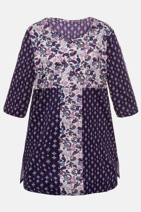 Shirt, gemusterter Patchlook, Longform, 3/4-Ärmel