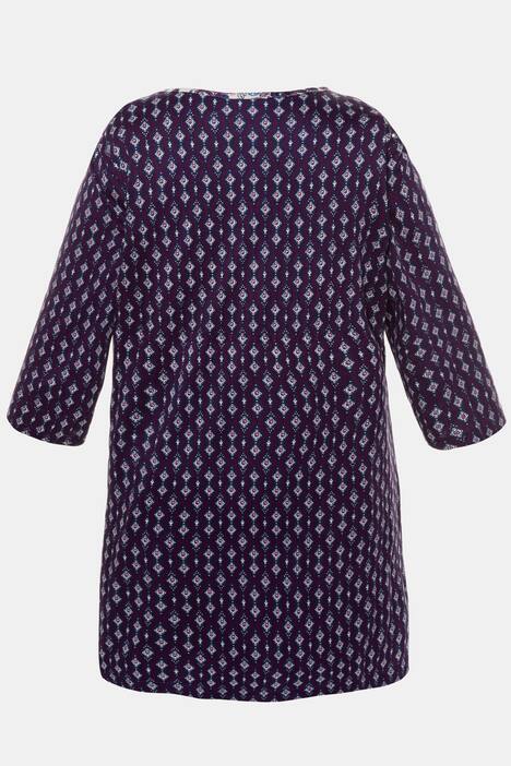 Shirt, gemusterter Patchlook, Longform, 3/4-Ärmel